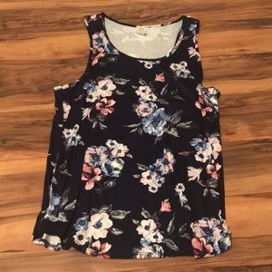 Navy blue floral print top in size Medium.